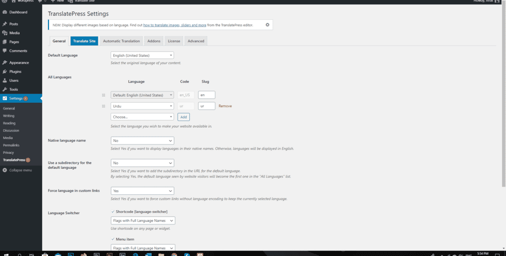 Activating TranslatePress to setup multilingual wordpress website