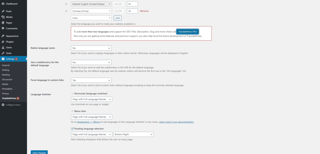 Customizing TranslatePress to create a WordPress Multilingual website