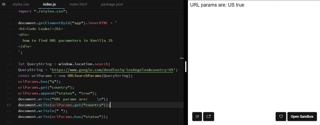 Client Side: How to find URL Parameters in Vanilla JS