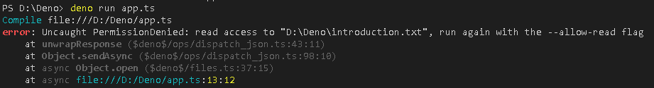deno sandbox and its security flags.