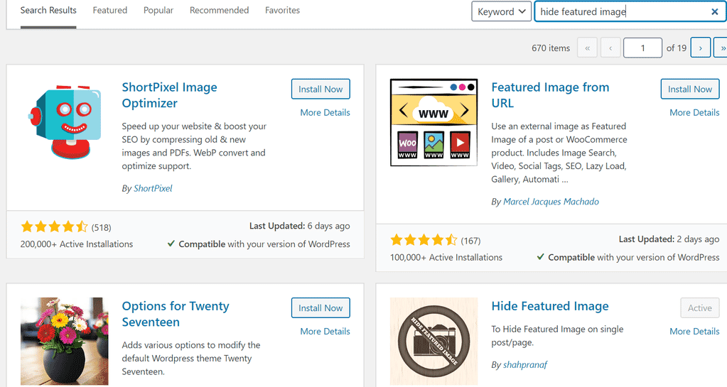 plugin to hide featured image in WordPress