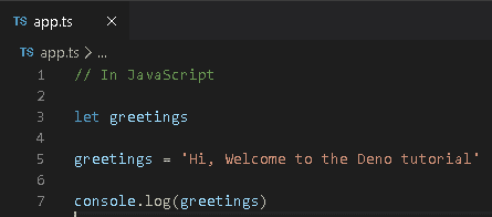 TypeScript in a file app.ts.