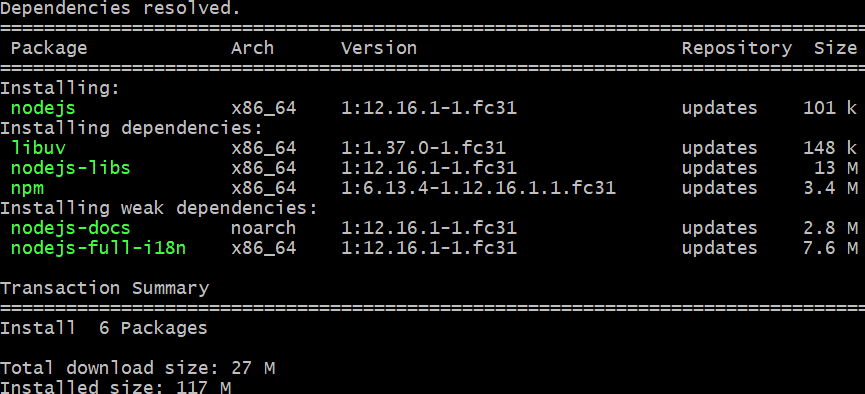 install MEVN Stack in Fedora