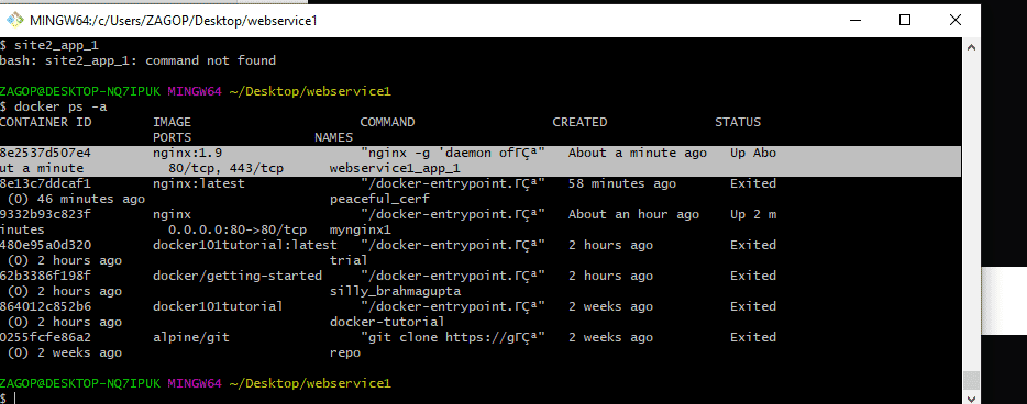 docker ps -a