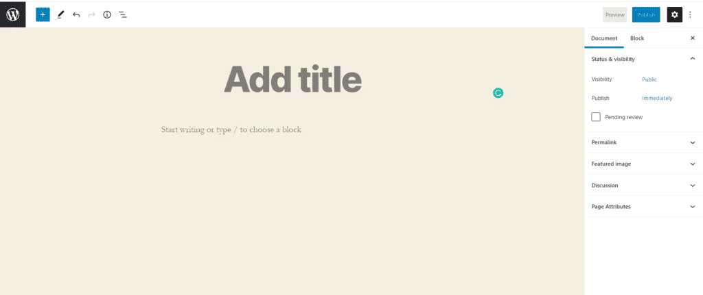 gutenberg interface