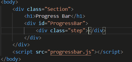 creating step div inside progress bar div